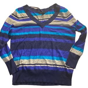 Lane Bryant striped V Neck Sweater Blues Sz 14/16